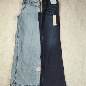 Lote de 2 Jeans para Niña Talla 9 Abercrombie Kids High Rise Wide Leg & Cat&J 8